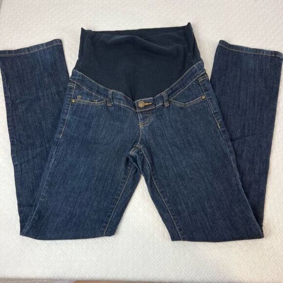 Thyme Regular Fit Women’s Small Maternity Blue Jeans Stretch Pregnancy Straight - Picture 4 of 10